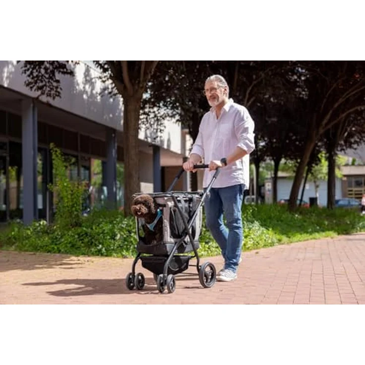 CARLETT Cube P Ruby, 3-in-1 Transporttasche für Tiere, wasserdicht, mit Sicherheitsbremse und 360° drehbaren Rädern, rot – Bild 4
