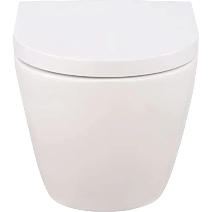 Calmwaters Tiefspül-WC, Wandhängend, Abgang Waagerecht, Raumspar WC 45 cm, spülrandlos, Absenkautomatik, Weiß – Bild 8