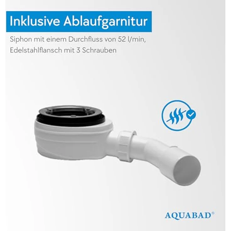 Aquabad® Duschwanne Komplettset FINCA, Viertelkreis, Acryl, 80x80 cm, inklusive Ablaufgarnitur – Bild 8