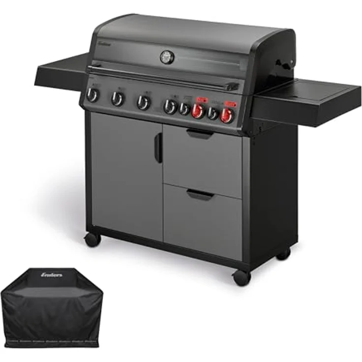 Enders® Gasgrill Hyde 6 SIKR Turbo II, 6-Brenner aus Edelstahl, 800 °C TURBO ZONE, SWITCH GRID, Infrarot-Backburner, Seitenkocher, inkl. Premium Wetterschutzhülle – Bild 1