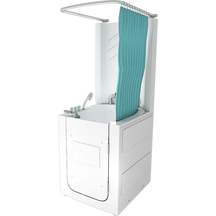AcquaVapore Komplettdusche Seniorendusche Sitzwanne Wanne mit Tür S10D-TH, inkl. Duschwanne, Schnelle Reinigung, Nackenstütze, Überlauf Abfluss, Extra Tief, Weiß