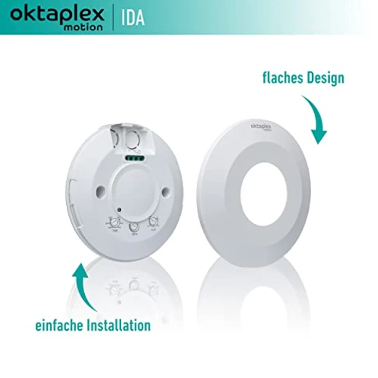 Oktaplex Ida Decken-Bewegungsmelder flach 360° Hochfrequenz-Sensor 2-16m Reichweite 230V Präsenzmelder weiß mit Dämmerungssensor – Bild 3