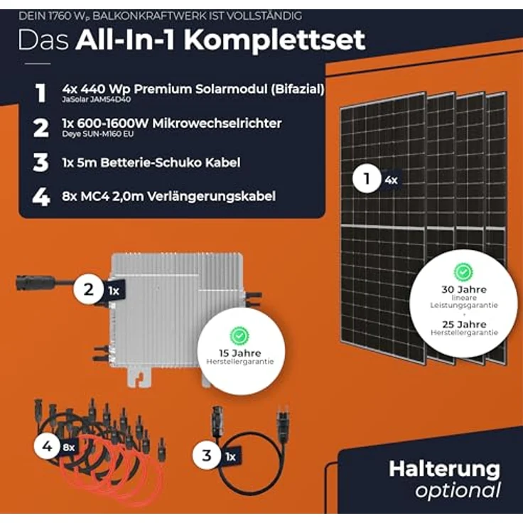 Solarway Balkonkraftwerk 1680W / 1600W Solaranlage Steckerfertig WIFI Komplettset Photovoltaik Anlage 600/800/1600W – Bild 2