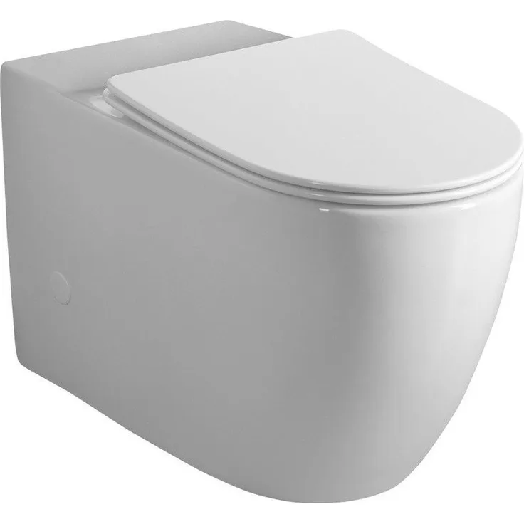 Sapho INFINITY RIMLESS Kombi-WC, Tiefspül-WC mit senkrechtem/waagerechtem Abgang, Weiß, 3,5/5 l Spülwassermenge