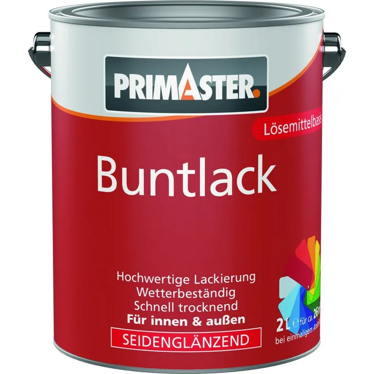 Primaster Acryl-Buntlack 2 L schokobraun seidenmatt, strapazierfähig und für innen und außen geeignet