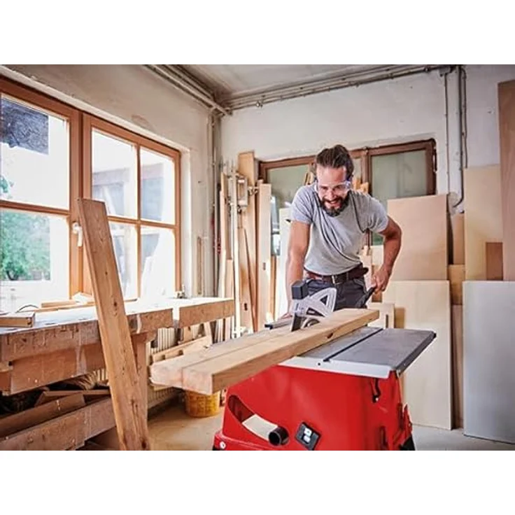 Einhell Tischkreissäge TC-TS 254 eco (max. 2050 W, D254 x D30 mm Sägeblatt, Parallelanschlag, Winkelanschlag für Gehrungsschnitte 45°, Gehäuse und Sägeblattschutz mit Späneabsauganschluss) – Bild 2