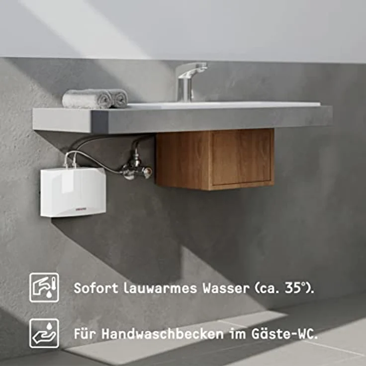 STIEBEL ELTRON DHM 6, hydraulischer Mini-Durchlauferhitzer für Handwaschbecken, 5,7 kW, Festanschluss 230V, druckfest und drucklos, VDE geprüft, inkl. Spezial-Strahlregler – Bild 2