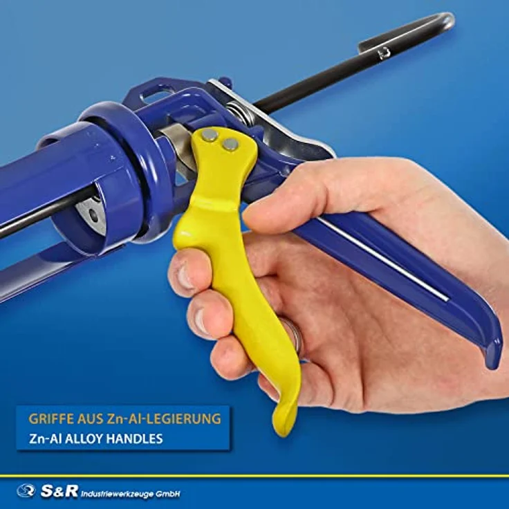S&R Kartuschenpresse, professionelle Silikonspritze mit Drehrahmen für Kartuschen bis 310ml, 18:1 Schubverhältnis, Metall, inkl. Reinigungspin – Bild 5