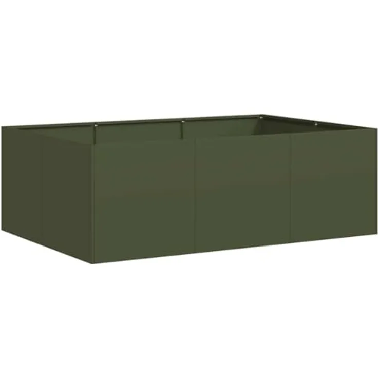 vidaXL Pflanzkübel Olivgrün 120x80x40 cm Stahl, Pflanzschale mit viel Platz, stabil und dekorativ