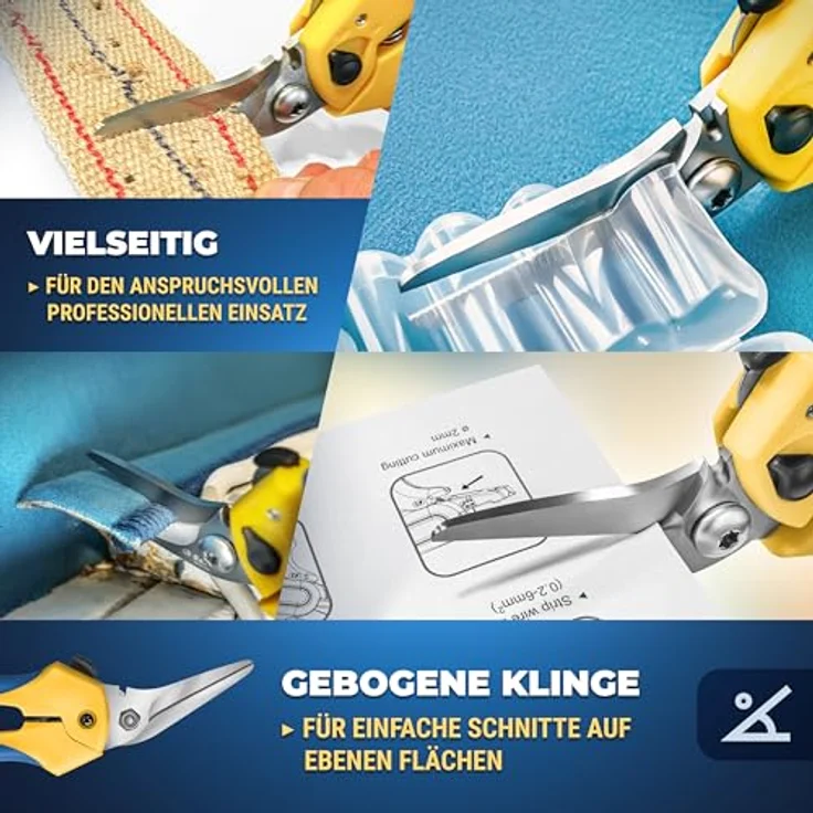S&R Mehrzweck-Kombischere 200 mm, 50 mm Edelstahl Klinge, Schere HRC 50-54, anpassbare Öffnungsweite, ergonomische Griffe, Universalschere Kombischere – Bild 4