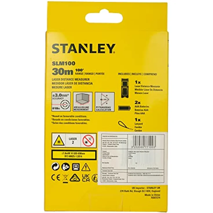 Stanley SLM100, Laser-Entfernungsmesser bis 30 m, 3 mm Genauigkeit, IP40 geschützt, Anti-Rutsch Design – Bild 17