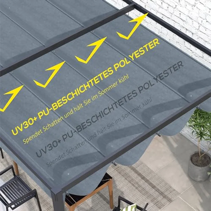 Outsunny Pavillon-Ersatzdach für 2,85 x 2 m Pergola, wasserabweisend, UV-Schutz 30+, winterfest, Cremeweiß – Bild 3