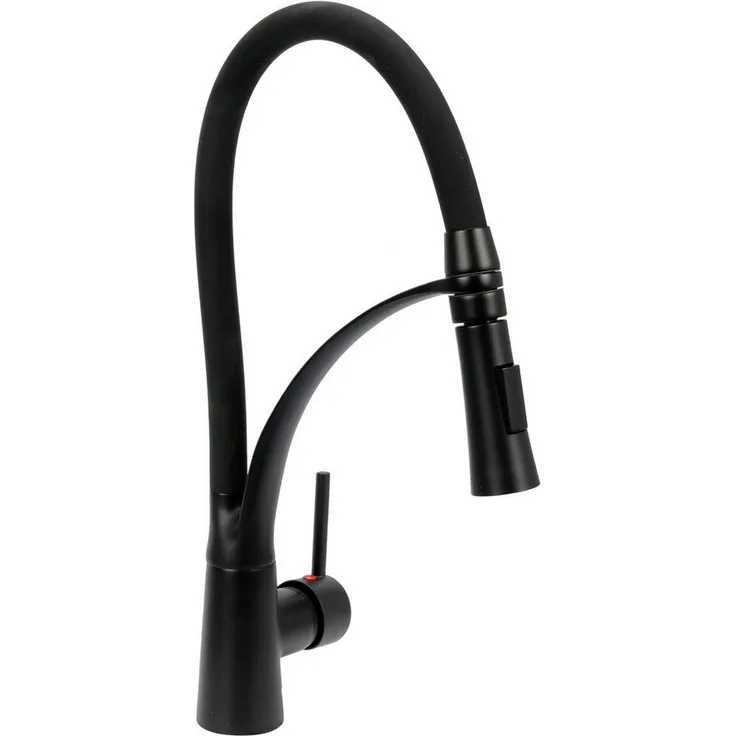 TRIZERATOP Küchenarmatur Flexible NOIR, schwarz, Einhebelmischer mit drehbarem Auslauf und 2-Funktions-Handbrause