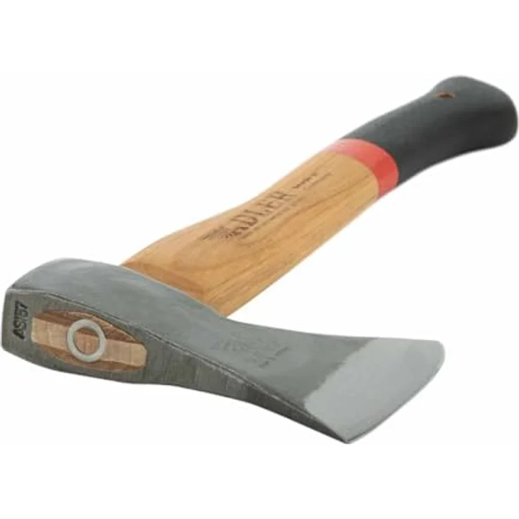 Adler Rheinlandbeil inkl. Lederschutz: Geschmiedetes Holzbeil aus C60-Stahl, Holzaxt mit 36 cm Hickory-Stiel, Anti-Rutsch Outdoor-Beil, Survival Axt für Camping & Wandern, Rot/schwarz, 600 g – Bild 4