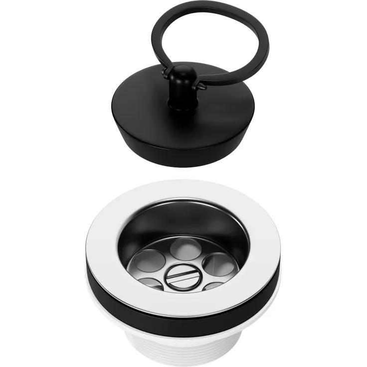 AquaDE Ablaufventil Spülenablauf 1 1/2" x 30 Ø70mm Ventil mit Stopfen und Griffbügel für Spülbecken