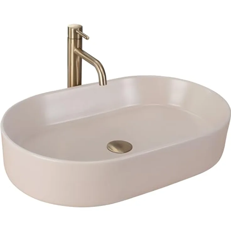 Rea Aufsatzwaschbecken NADIA 60 BEIGE MATT aus hochwertiger Keramik 38,5 x 61 x 12 cm