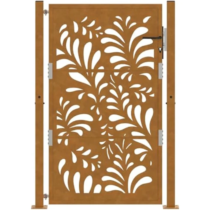 vidaXL Gartentor 105x155 cm Wetterfester Stahl Wellen-Design Metall Abschließ - Rostig – Bild 4
