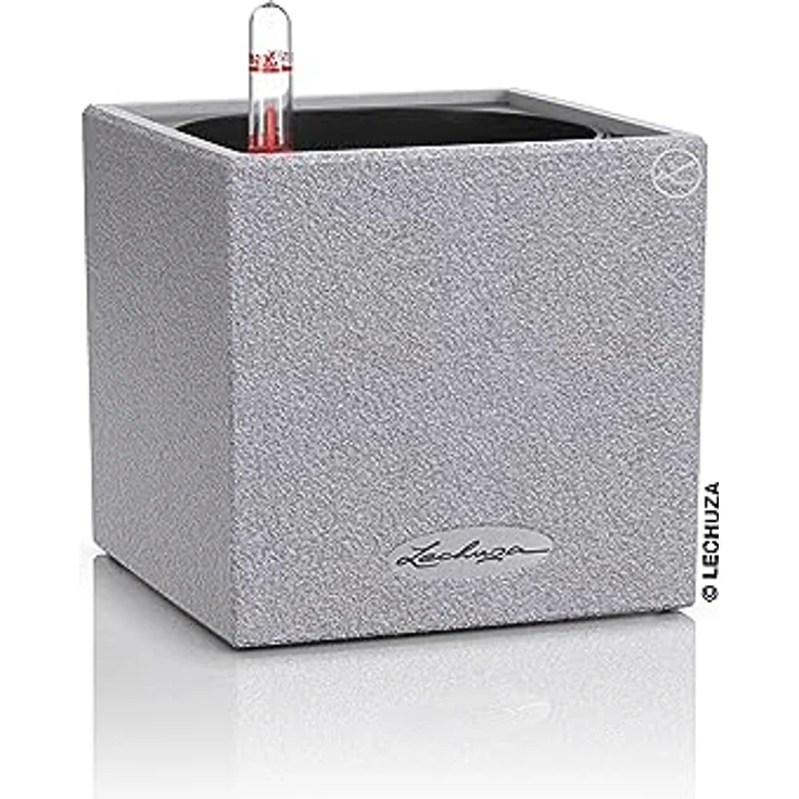 LECHUZA CANTO Stone 14 hochwertiger Kräuterwürfel mit Stick-Bewässerungssystem, steingrau – Bild 2