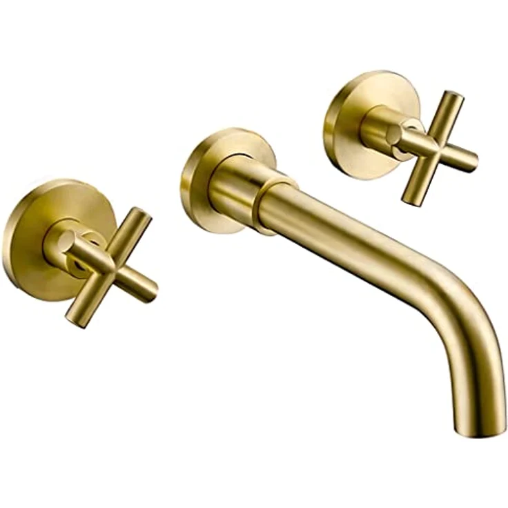 VALAZ Nalon-Serie Wasserhahn Bad Unterputz, goldfarben, Zweigriff Waschbeckenarmatur, Warm- und Kaltwassermischer, 21 cm Auslauf, Wassersparer, schnelle Installation – Bild 1