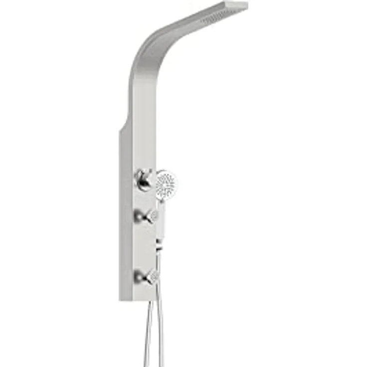 SCHÜTTE Sansibar 60085 Edelstahl Duschpaneel ohne Armatur, Duschsystem mit Regendusche, Wandhalterung und Handbrause, Komplettes Duschbrause Set für die Dusche