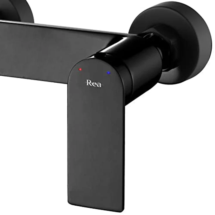 Rea Duscharmatur STORM BLACK, Einhebel Brausebatterie mit Messing Duschkopf, Wandmontage, schwarz – Bild 2