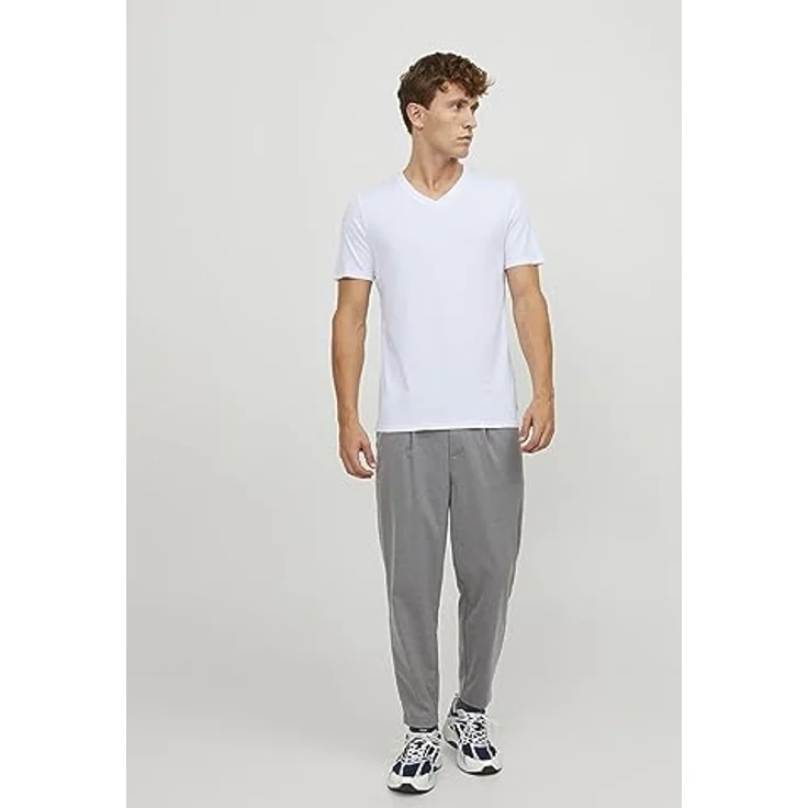 Jack & Jones Basic V-Shirt für Herren, Weiß, aus hochwertigem Jerseystoff, Größe XL – Bild 5