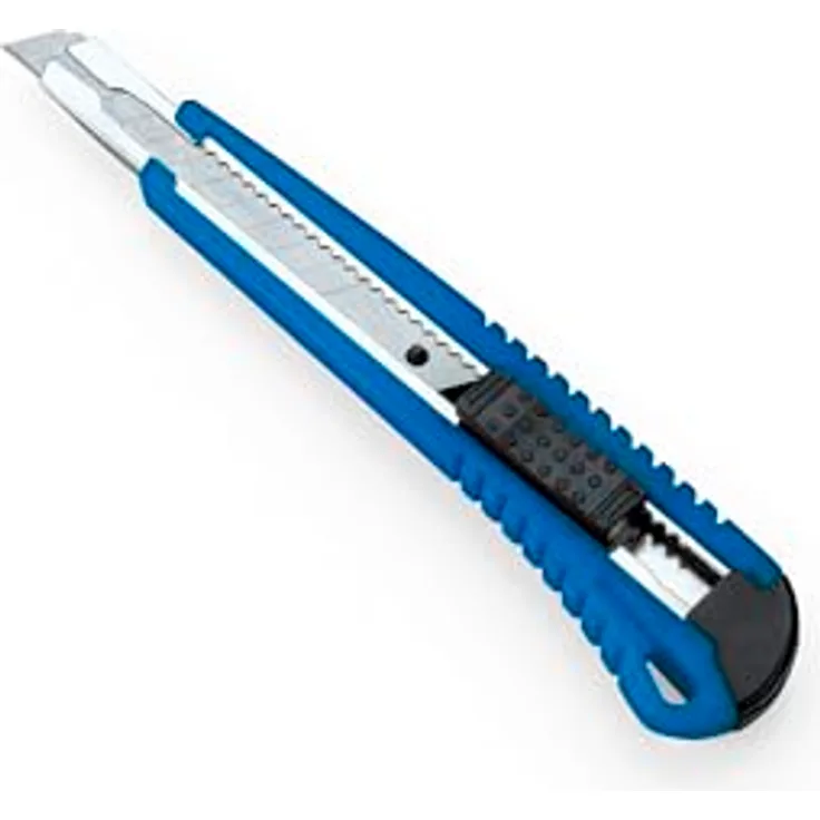 DAHLE Pro-Cutter 10860, Teppichmesser klein 9mm mit Metall-Messerführung und 12 Abbrechklingen, blau