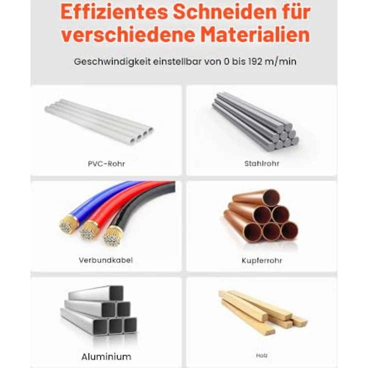 VEVOR 20 V Akku Bandsäge, 65 mm Schnitttiefe, bürstenloser Motor, 4000 mAh Akku, variable Drehzahl 0–192 m/min, ideal zum Schneiden von Metall und Holz – Bild 4
