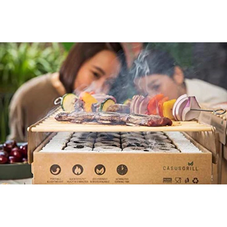 Casus Grill Einweg-Grill, biologisch abbaubar, Mini-Grill: aus natürlichen Materialien, einfach aufzubauen - keine Feuerzeugflüssigkeit erforderlich – Bild 5