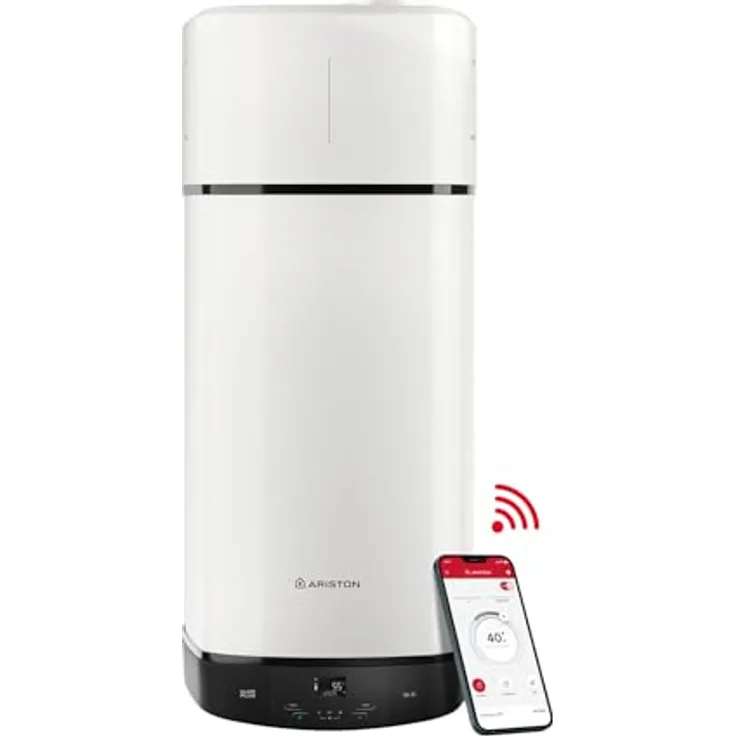 Ariston Nuos Plus S2 WLAN, 80 Liter Wärmepumpe mit Aerothermie, Fernbedienung und App-Steuerung, A+