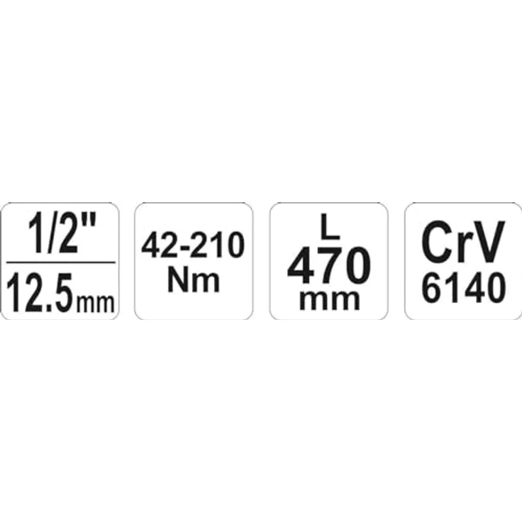 Yato YT-0760, Drehmomentschlüssel 1/2" mit Drehmomentbereich 42-210 Nm, Silber, 470 mm, im Koffer – Bild 4