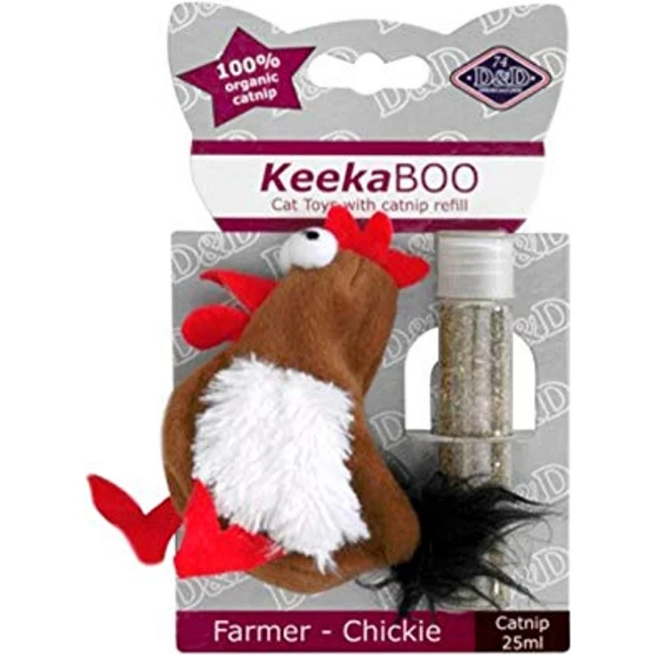 D&D 402-427552 Katzenspielzeug Keekaboo Farmer-Chickie, 9 cm, Inklusive 25 ml Katzenminze – Bild 1