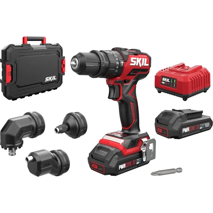 Skil 20V 3076 HC Akku-Schlagbohrmaschine, 20 V, 2x2,0 Ah, 4 Aufsätze, Bohrdurchmesser 50 mm Holz, 13 mm Stahl