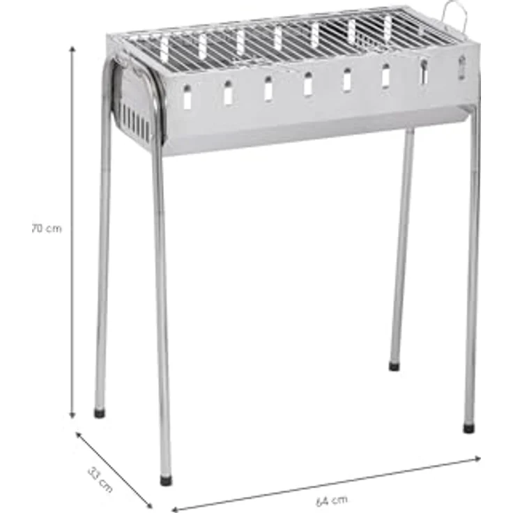 Grill Schaschlikgrill Mangal Barbecue Holzkohlegrill Edelstahl inkl. 8 Grillspieße – Bild 2