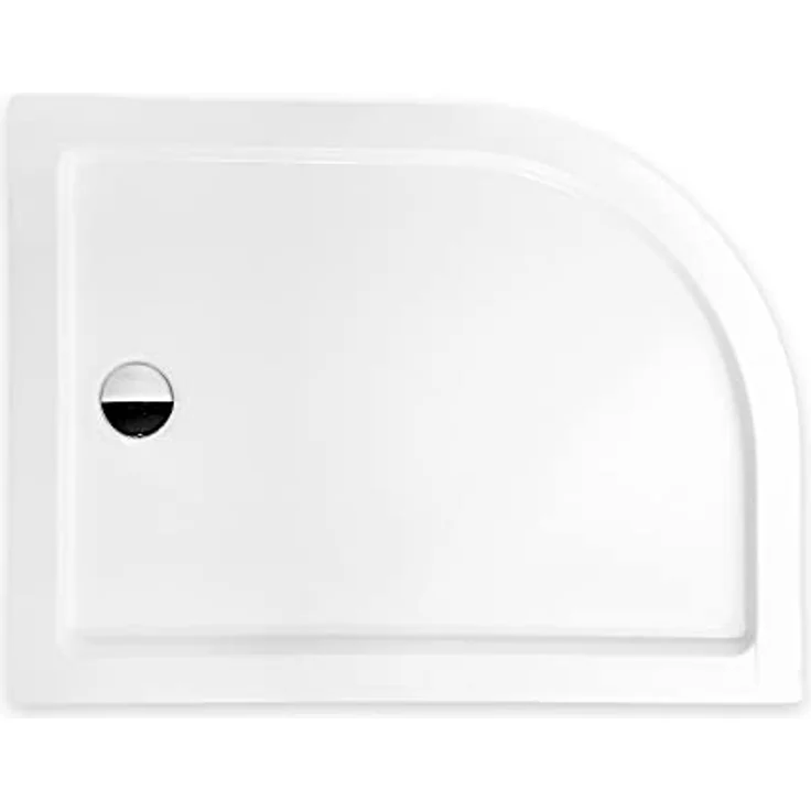 KOLMAN Duschwanne 100x80 cm Rechts Viertelkreis, integrierte Schürze, Weiß, strapazierfähiges Sanitäracryl, Ablaufgarnitur Ø 90 mm und Füße – Bild 2