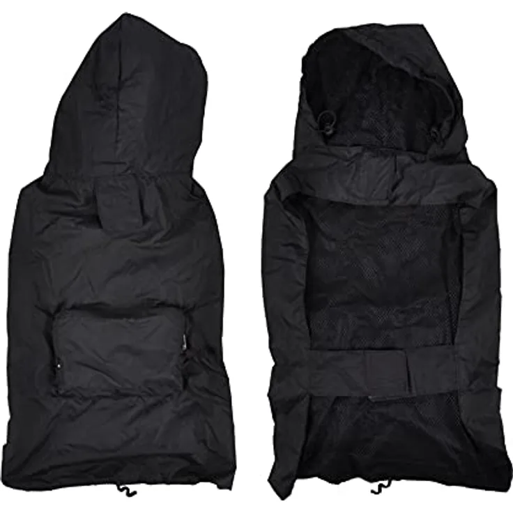 Dynamic24 Hunde Regenjacke Kapuze Jacke Mantel Hundebekleidung Regenschutz Hundejacke (Schwarz, XL)