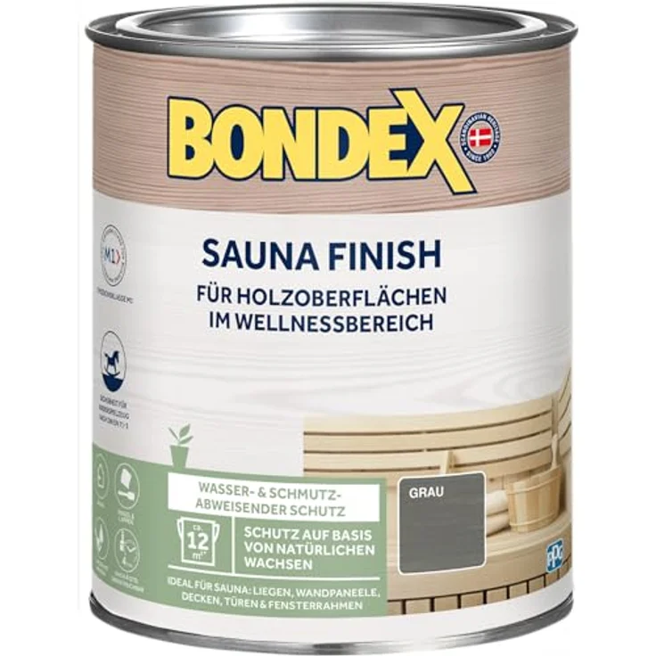 Bondex Sauna Finish Grau 1 L für 12 m² | Wasser- und schmutzabweisend | Schutz auf Basis von natürlichen Wachsen | Kein Ausdünsten oder Abfärben | Seidenmatt | Holzpflege | Holzwachs – Bild 1