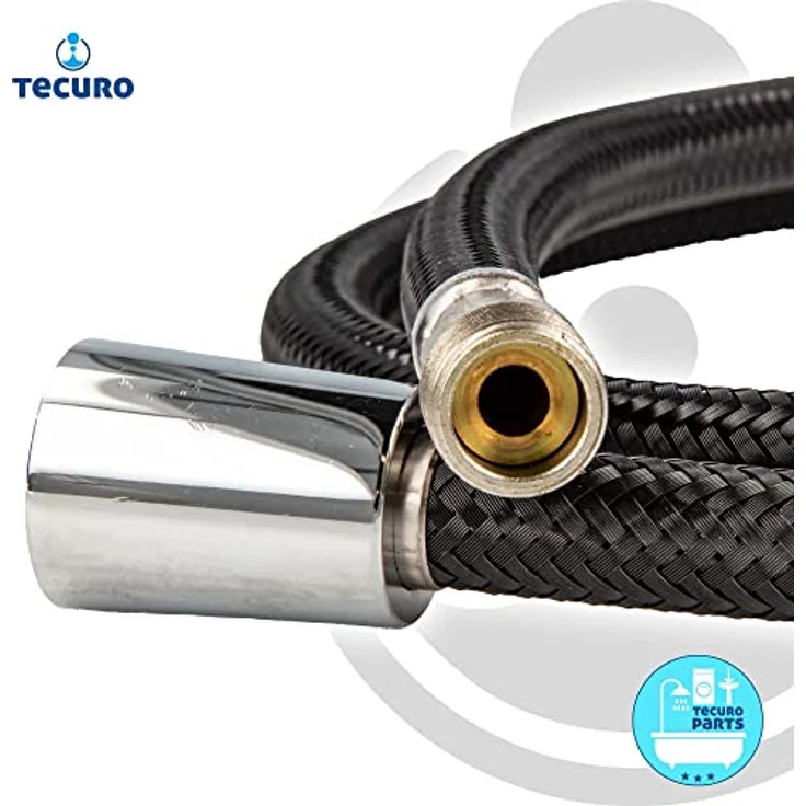 tecuro Küchen Ersatz Brauseschlauch M15/1 x 1/2 Konusmutter x 150 cm - Nylon-schwarz, Geschirrbrauseschlauch mit Nylon-Umflechtung, Made in Germany – Bild 5