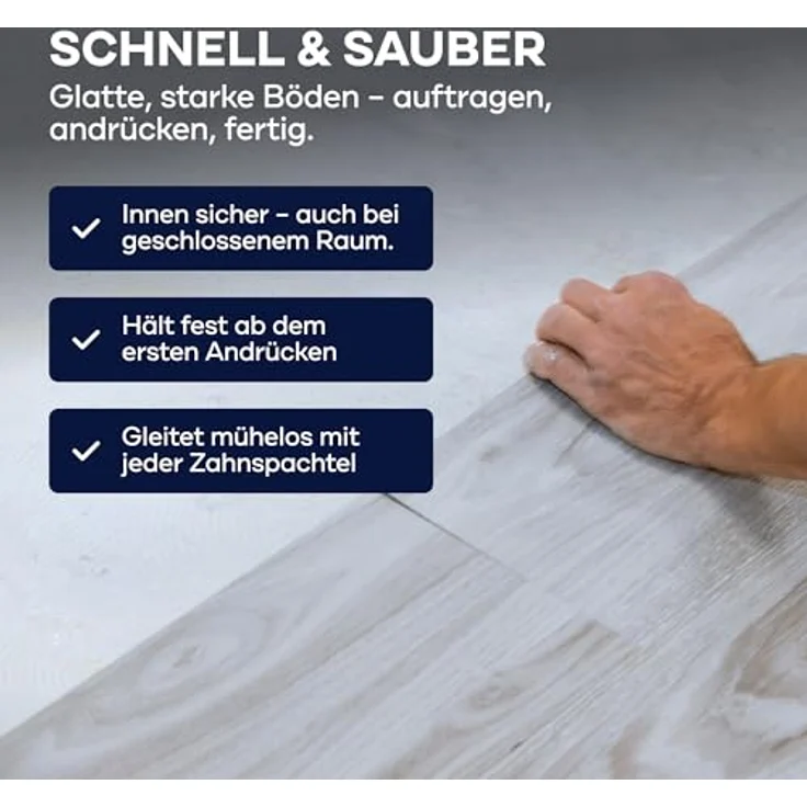 Plid PLID® Bodenkleber 5kg, geruchslos, lösemittelfrei, wasserfest, hohe Anfangshaftung für PVC, Teppich, Parkett, Vinyl, Linoleum, Kork und mehr – Bild 5