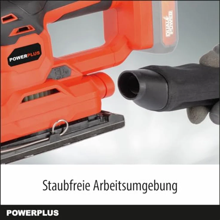 POWERPLUS Powerplus Dual Power Akku-Schwingschleifer POWDP50300, 20V Schleifmaschine für große Flächen mit 24000 min-1, Papiergröße 187x90mm, ohne Akku & Ladegerät – Bild 5