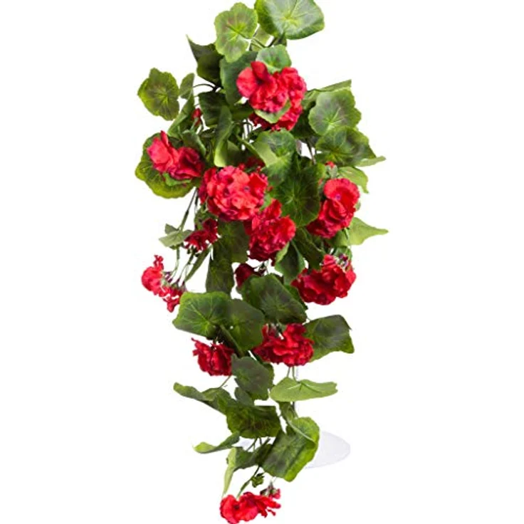 Botanic-Haus Kunstblume Geranienhängebusch, Höhe 60 cm, 9 Stiele mit Blüten, pflegeleicht und langlebig – Bild 1