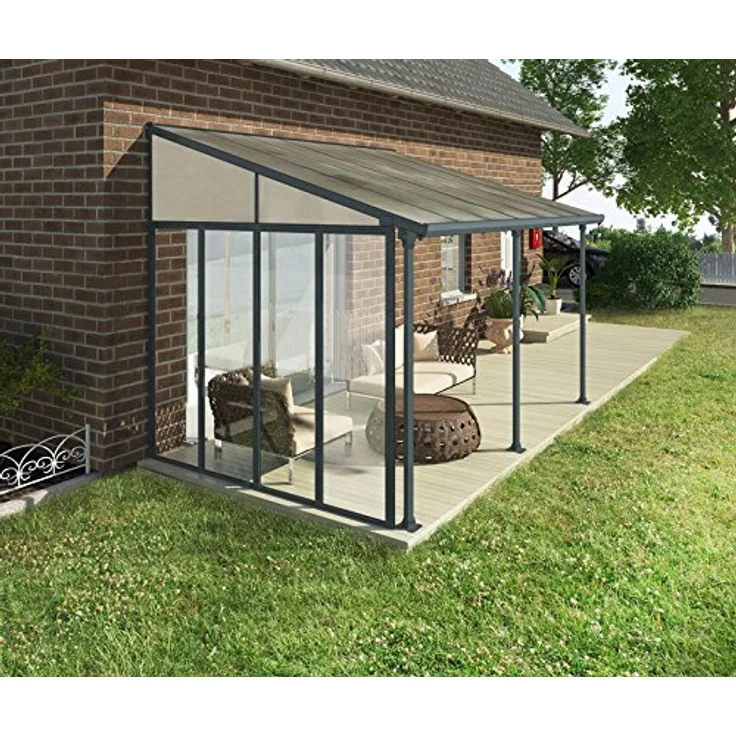 Palram Canopia Seitenwand - Kompatibel Mit Allen Terrassenüberdachungen Mit 3 Meter Tiefe, Grau 704484 – Bild 3