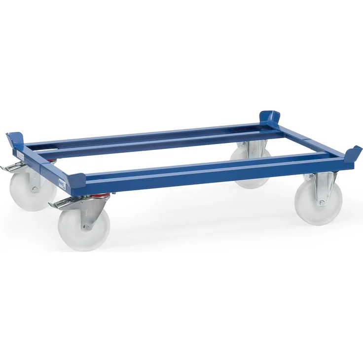 Fetra Paletten-Fahrgestell 22882, Transportwagen mit robuster Winkelstahl-Konstruktion, polyamid Räder, blau