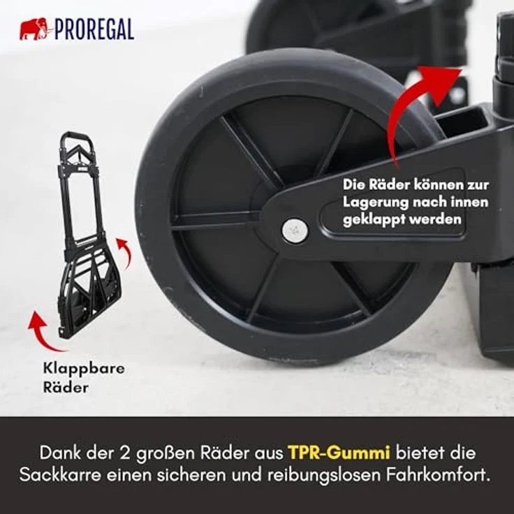 PROREGAL® Sackkarre ELEPHANT Traglast 250kg Alurahmen ergonomische Griffe Gummiräder – Bild 6
