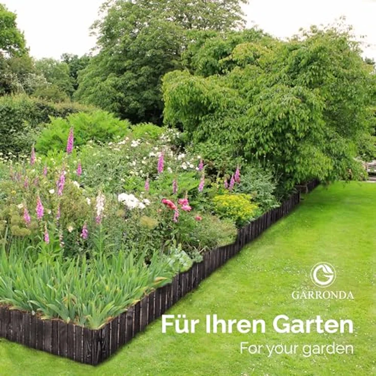 Garronda Rasenkante Holz Beeteimfassung imprägniert 200 cm x 10 cm Flexibler Rollborder Zaun für Garten in Weiß, Höhe: 10 cm – Bild 6