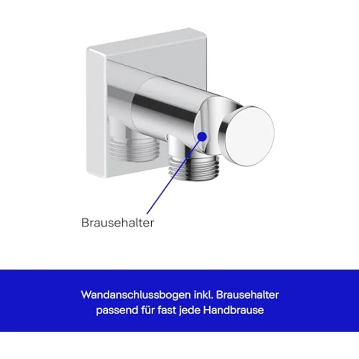 Duravit Universal Wandanschlussbogen, Schlauchanschluss mit Brausehalterung und eckiger Wandabdeckung, Chrom – Bild 2