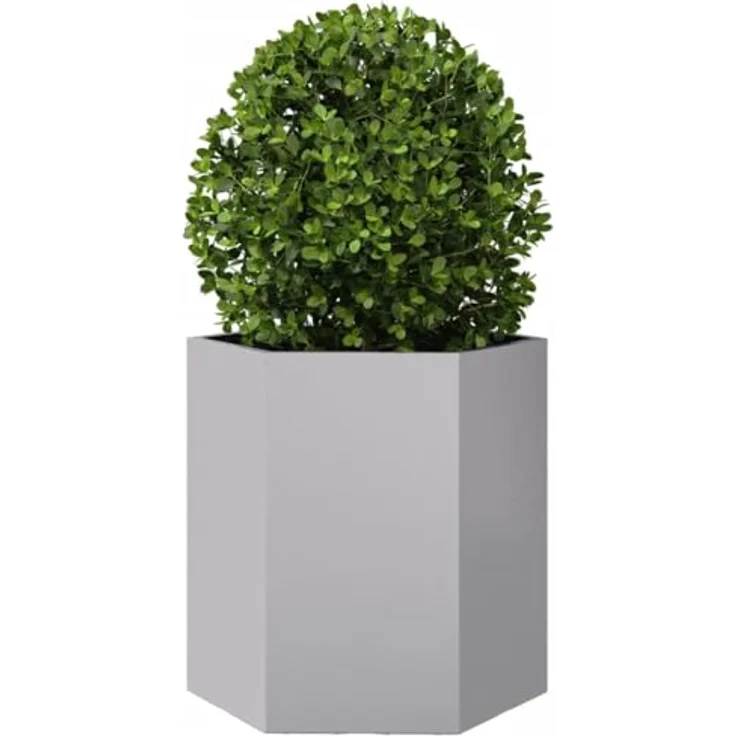 vidaXL Pflanzkübel 2 STK. Sechseckig 46x40x45 Verzinkter Stahl, Witterungsbeständig und Hochbeet mit viel Platz, Gartenkübel in Silberfarben – Bild 5