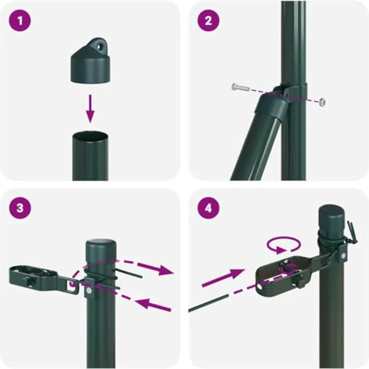vidaXL Zaunpfosten Set, 13 Stück, grün, Ø32 mm, 150 cm, verzinkter Stahl, wetterbeständig, ideal für Außenbereiche – Bild 8