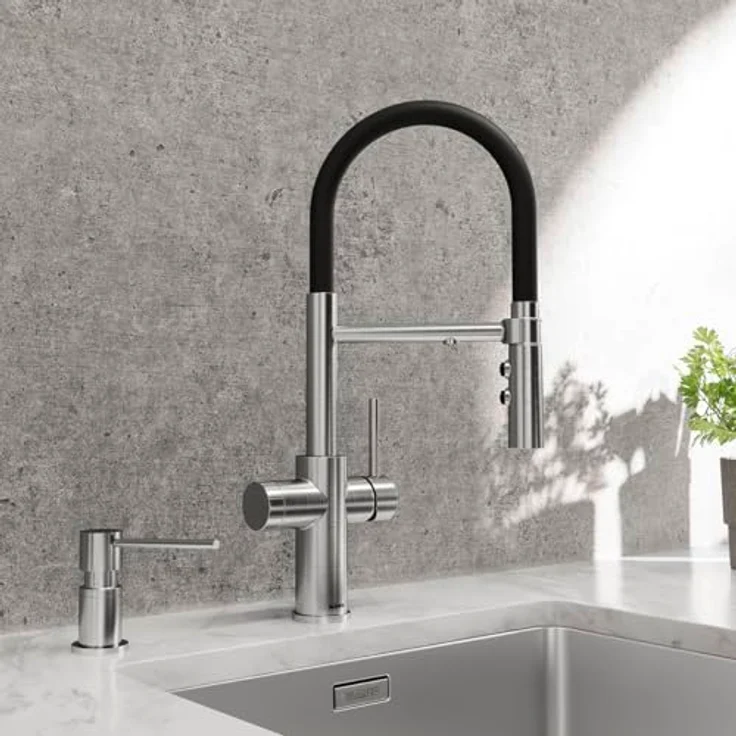 Blanco CATRIS-S FLEXO Küchenarmatur, 3-in-1 mit separatem Auslauf für gefiltertes Wasser, chrom – Bild 4