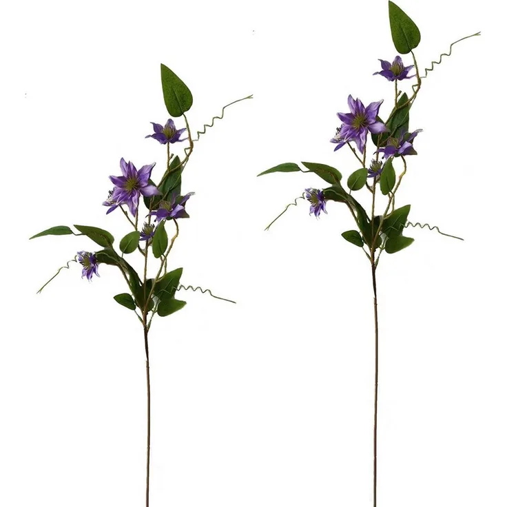 NTK-Collection Kunstblume Clematis Lila 2er Set 89 cm, Naturgetreu und filigran gearbeitet, Kunststoffmaterial, Höhe 89 cm